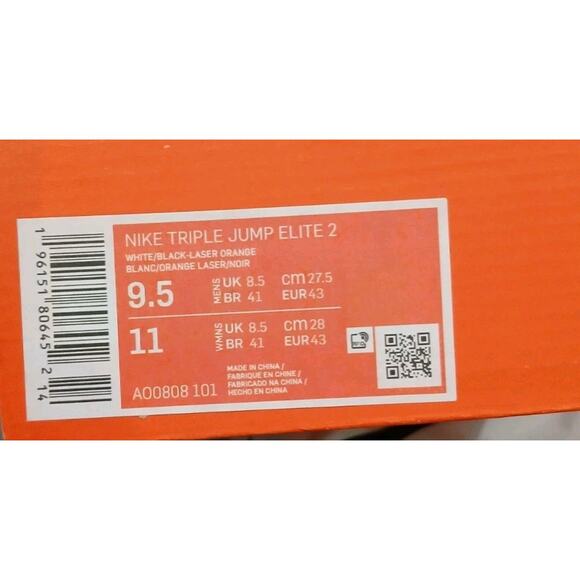 New Men's 9.5 Nike TJ Triple Jump Elite 2 Track Shoes White Black Spikes - Picture 9 of 10